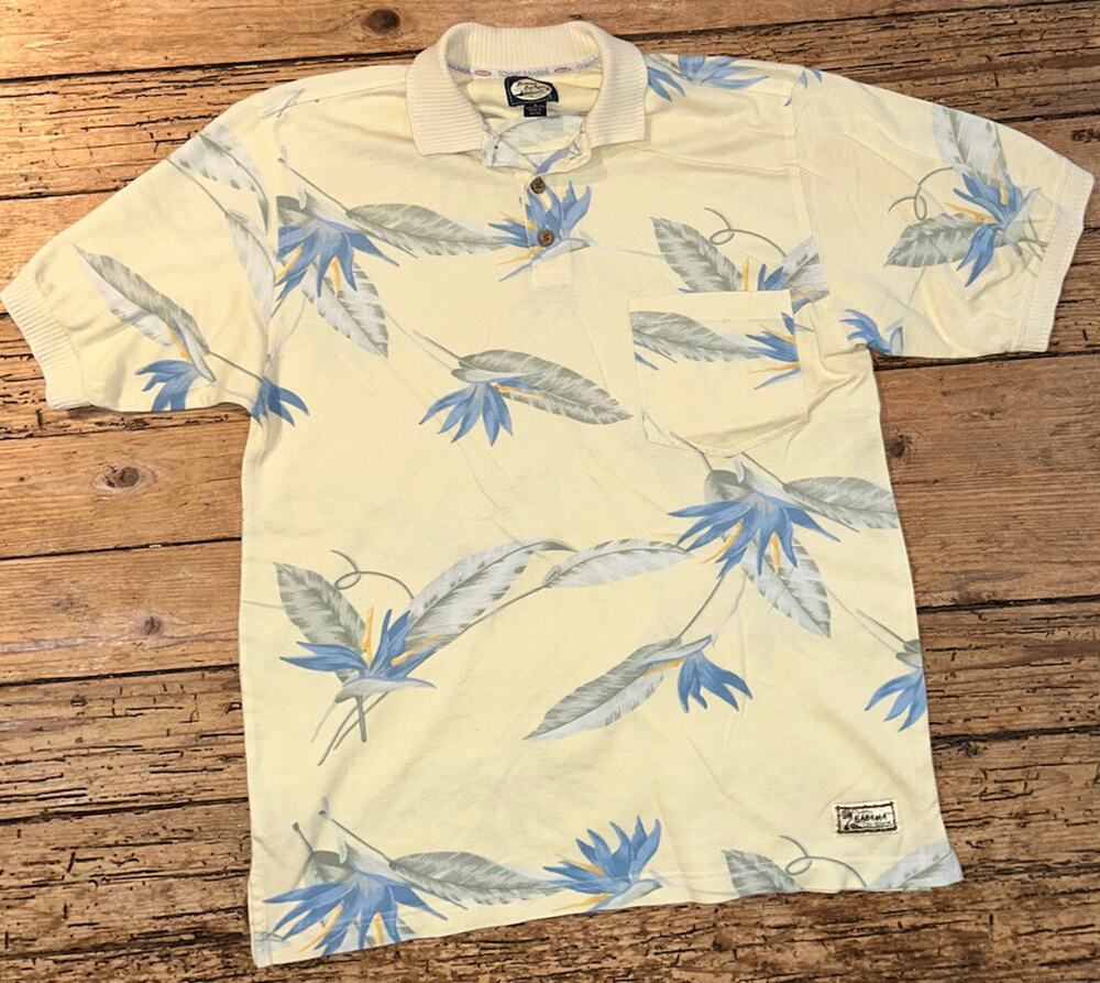Tommy Bahama Men’s Size S Yellow Floral Print Polo